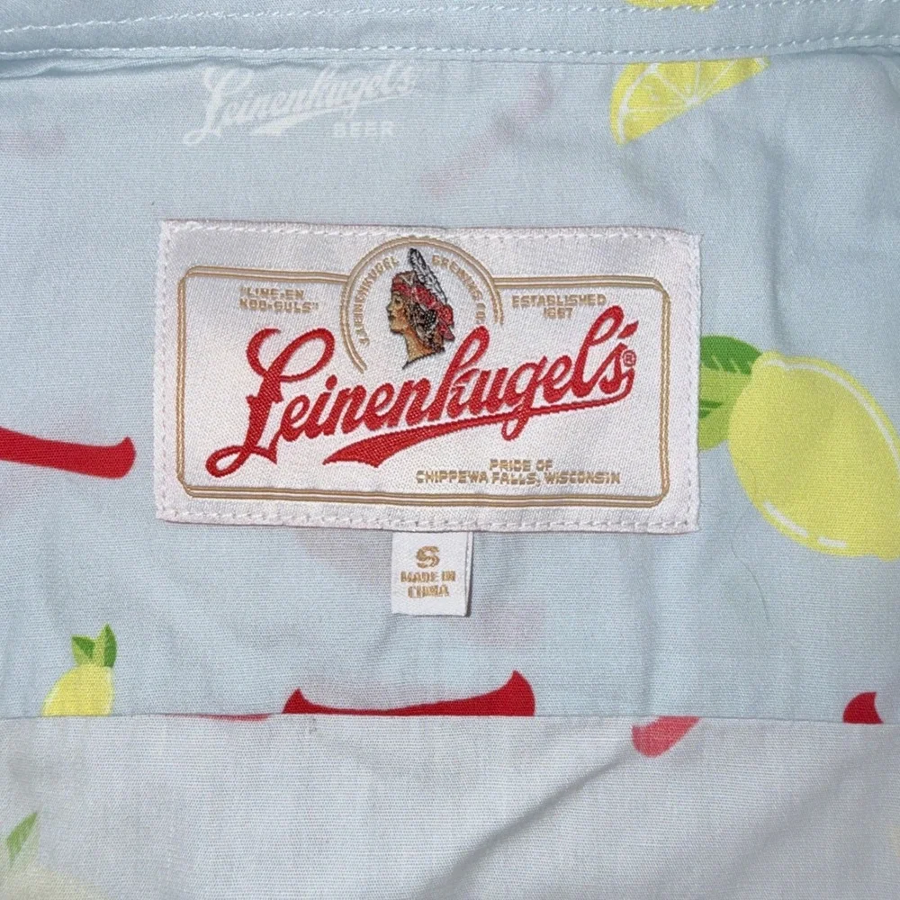 Leinenkugel Beer Button Up‎ Shirt Small Blue Lemon Canoe Short Sleeve NWT